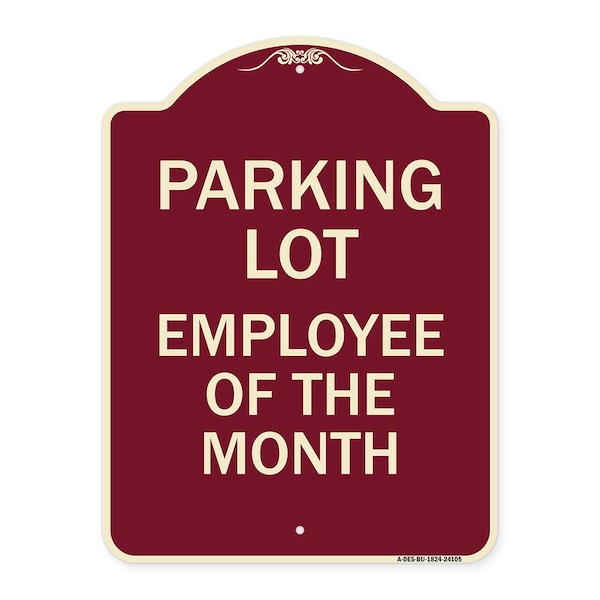 Designer Series Employee of Month, Burgundy Heavy-Gauge Aluminum Sign, 24" x 18", BU-1824-24105